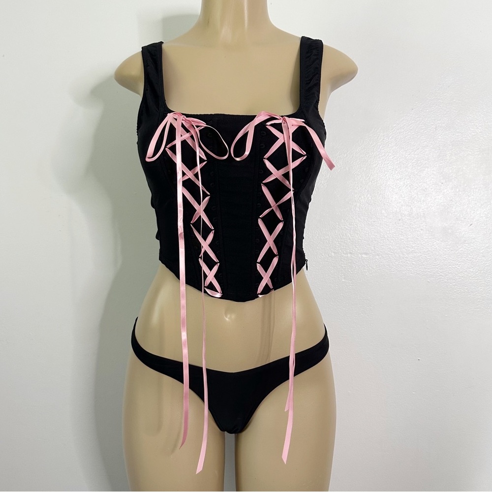 Delia*s Lace Up Corset Black Top